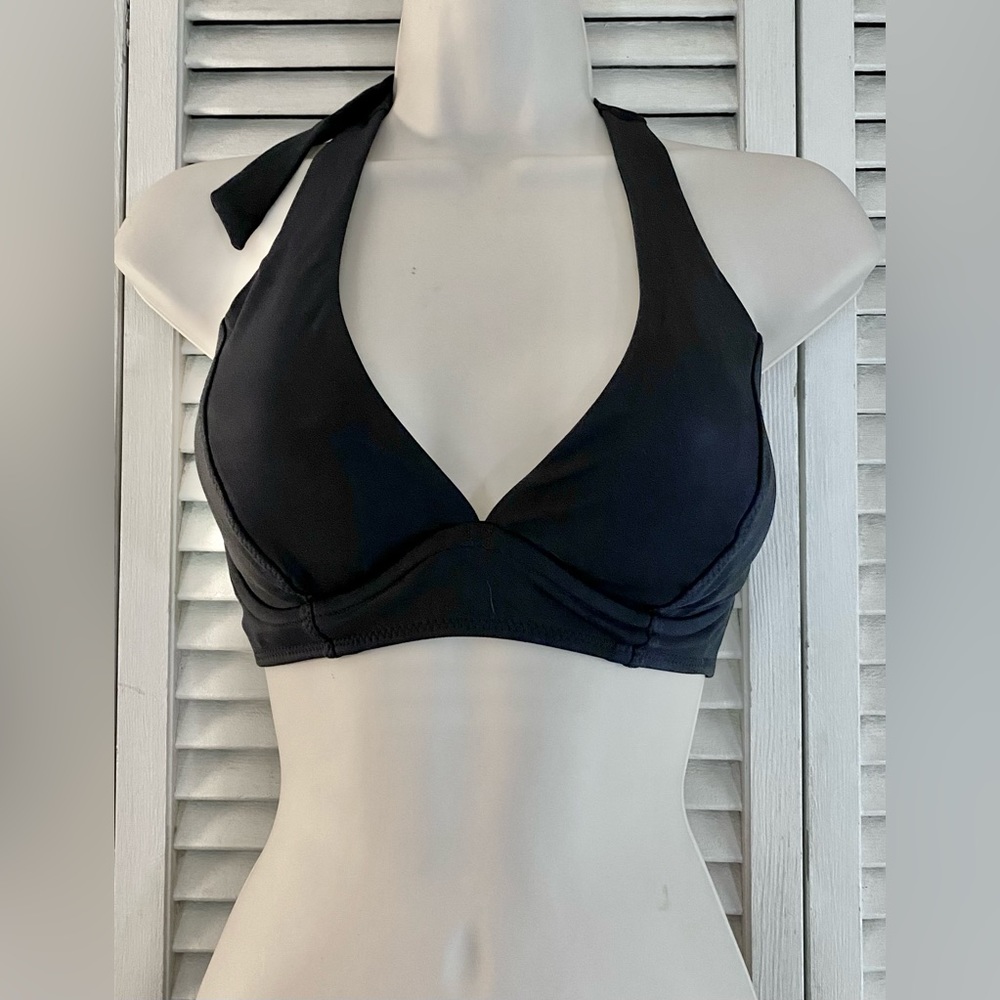 NWOT Athleta Sculpted Halter Bikini Top in Black Sz 38B/C
